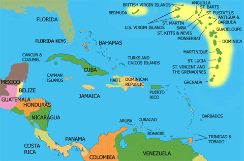 Mappa Caraibi